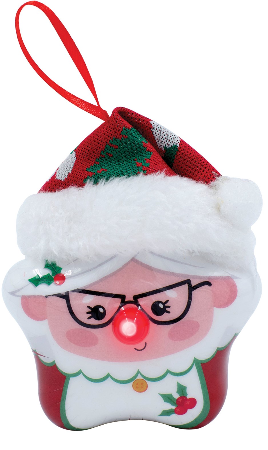 224296-ΚόκκινηΠλαστικήΧριστουγεννιάτικηΜπάλαΜεLedΦώςΜπαταρίας8x5x10,5cm